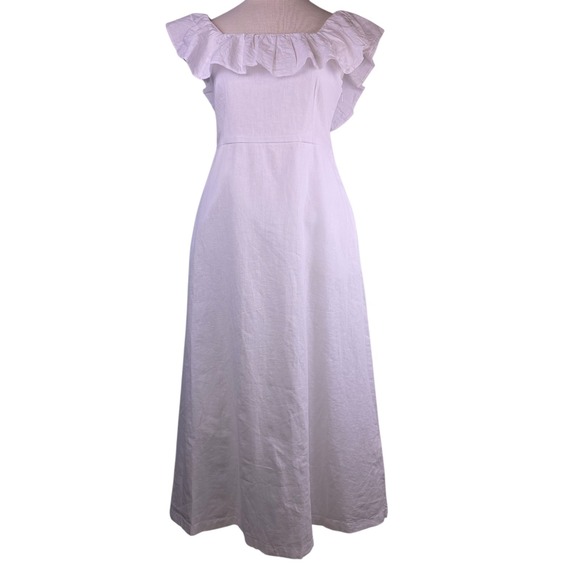 Hope & Henry Dresses & Skirts - Hope & Henry Women's 2 White Linen Ruffle Dress Organic Cotton Lined Boho NWT